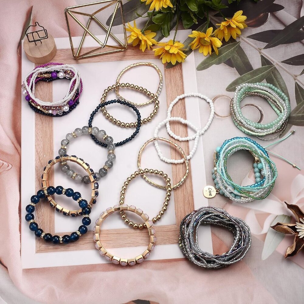 6 Sets Bohemian Stackable Bead Bracelets for Women Stretch Bohemian Style Stretc - Picture 7 of 7